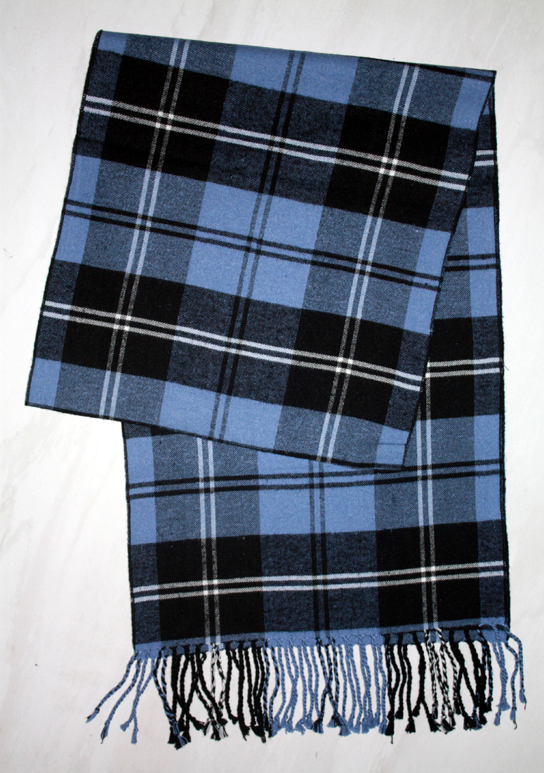 SCARF-NAVY AND BLUE PLAID
